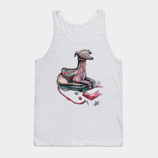 Greyhound's Festive Comfort: Heck the Halls Tank Top by Animal Surrealism